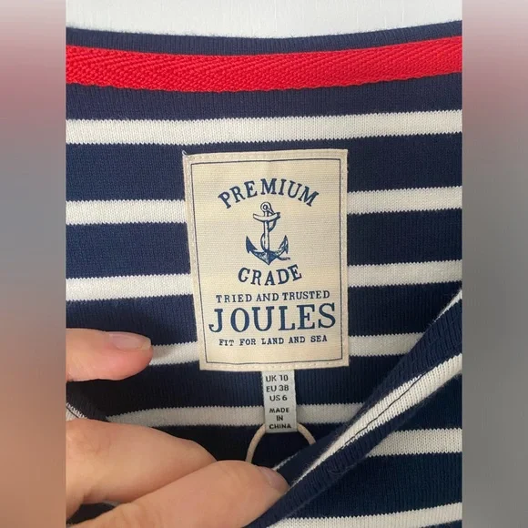 Joules Riviera Dress - Striped round neck 100% cotton dress - US6 /UK10 - Picture 6 of 12